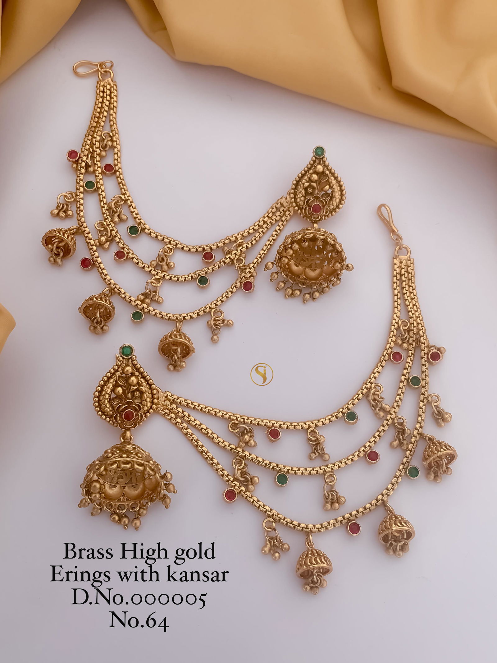 6 BH Wedding Wear Brass High Gold Earring With Kansar Wholesale Price In Surat
